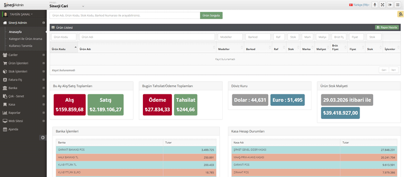 Sinerji Cari Arayüzü