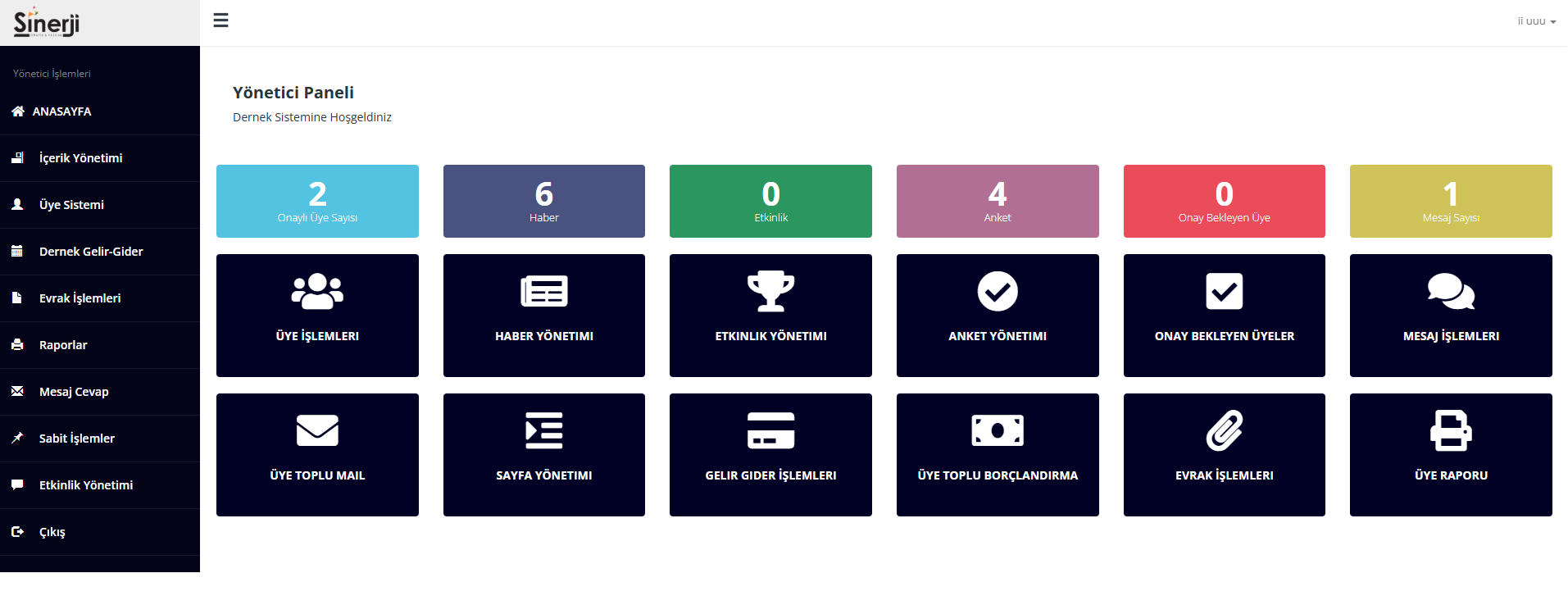 Dernek Takip Arayüzü